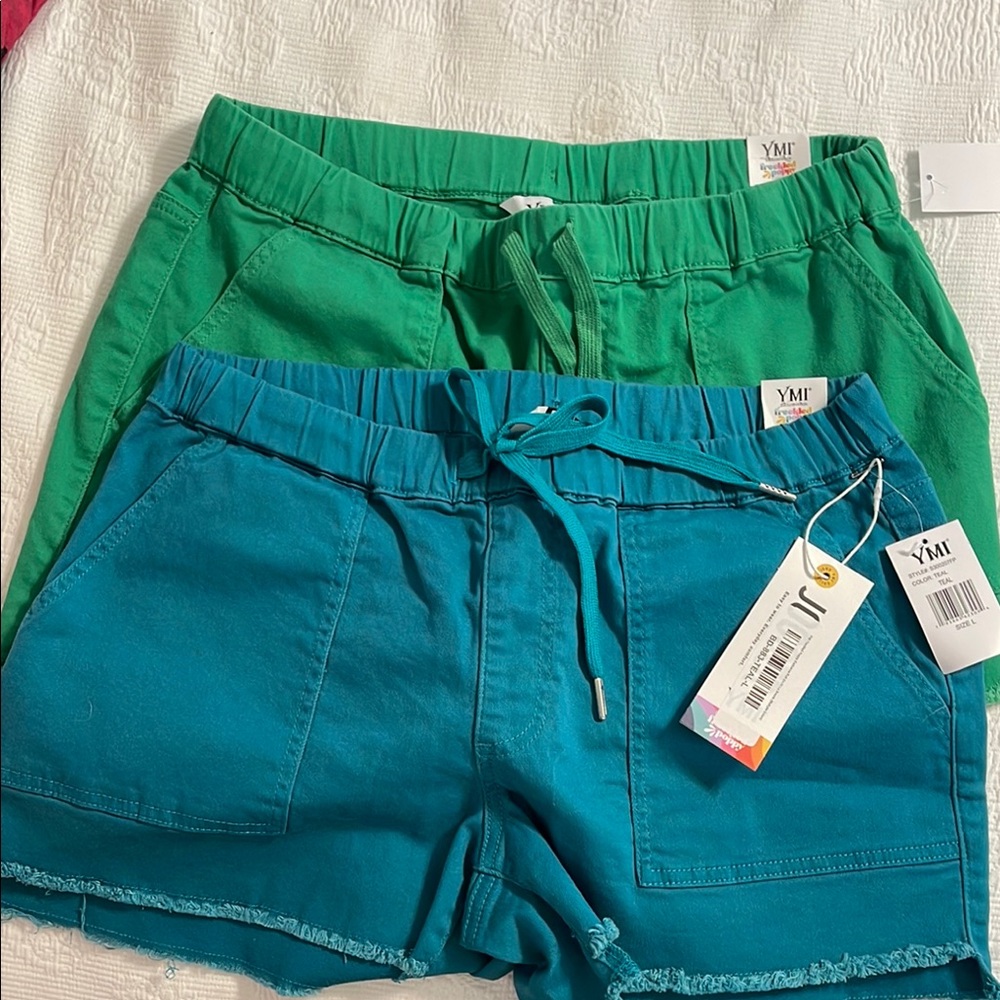 YMI Women's Green and Teal Athletic Shorts